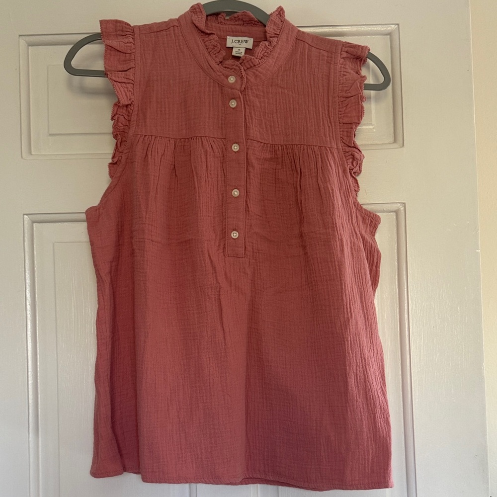 JCrew Factory Women's Sleeveless Ruffled Blouse - Dusty Rose